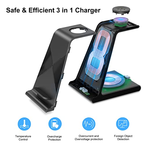 3 in 1 Charging Station for Fitbit Versa 3 Fitbit Sense, Charger Wireless Compatible with iPhone 14/14 Pro Max/13/12/11, for Samsung Galaxy S22 S21 Note20, for AirPods Pro/3, Galaxy Buds 2/Pro