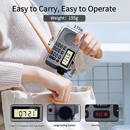 Portable AM/FM Radio, Small Pocket Radio with Bluetooth, Bass Speaker, Support Micro SD Card and Record, Long Battery Life, Alarm and Sleep Function