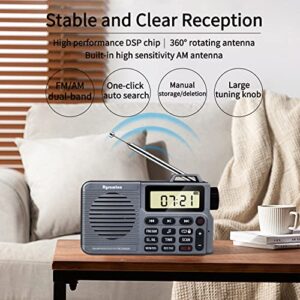 Portable AM/FM Radio, Small Pocket Radio with Bluetooth, Bass Speaker, Support Micro SD Card and Record, Long Battery Life, Alarm and Sleep Function