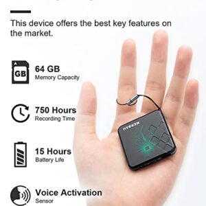 64GB Voice Activated Recorder, Digital Voice Recorder with 750 Hours Recording Storage, 25 Hours Long-Lasting Battery