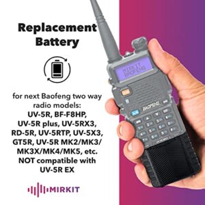 MIRKIT 2pc BAOFENG BL-5 3800mAh Extended Batteries Compatible with UV-5R BF-8HP UV-5RX3 RD-5R UV-5RTP UV-5R+, UV-5X3, Extended Rechargeable Battery Radio USA