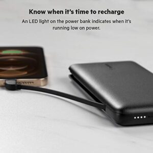 Belkin BoostCharge Plus 10k mAh Power Bank with Integrated Lightning Cable & USB C Cable - iPhone Charger - Battery Pack Portable Charger - iPhone 14 Pro Max, iPhone 14, iPhone 13, iPhone 12 - Black