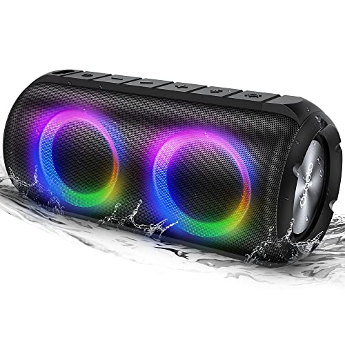 Oraolo Bluetooth Speakers, Speakers Bluetooth Wireless with 24W Stereo Sound, RGB Lights 24H Playtime, Bluetooth 5.3, AUX-in, Portable Speaker IPX6 Waterproof for Outdoor Camping