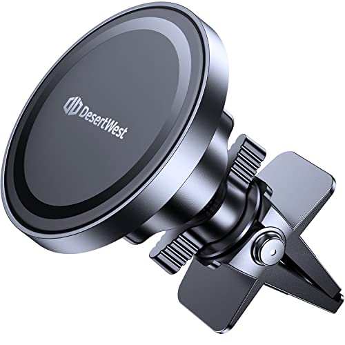 DesertWest Magsafe Car Mount [Upgraded 12*N55 ParaMagnet] Hands Free Magnetic Phone Holder for Car Vent 360° Adjustable, Compatible with Magsafe Case, iPhone 14 13 12 Max/Plus/Pro