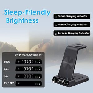 Charging Station for Apple,Wireless Charger 4 in 1 with Digital Clock, Wireless Charging Station for iPhone 14/13/12/11/X Series, for Apple Watch Ultra/Series 8/7/6/5, Air Pods Pro 2/3/Pro