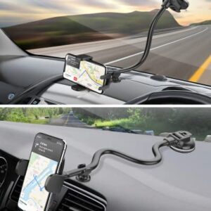 APPS2Car Cell Phone Holder Car Windshield/Dashboard/Window Car Phone Holder Mount Strong Suction Cup Heavy Duty Truck Phone Mount for iPhone Samsung All Cellphones, Thick Case & Big Phone Friendly
