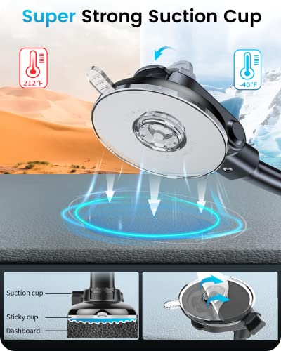 APPS2Car Cell Phone Holder Car Windshield/Dashboard/Window Car Phone Holder Mount Strong Suction Cup Heavy Duty Truck Phone Mount for iPhone Samsung All Cellphones, Thick Case & Big Phone Friendly