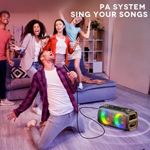 HBYGE 60W Bluetooth Speakers, Portable Speaker 100ft Wireless with Colorful Lights, Subwoofer, Microphone, Remote, FM Radio, TWS, USB. Bluetooth 5.0 Party Speaker for Home