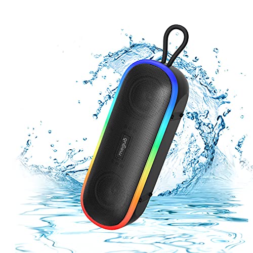 MEGUO Bluetooth Speakers, Wireless Portable Speaker 20W Stereo & Bass+ Sound,IPX7 Waterproof Bluetooth Speaker,24H Playtime for Home Party,Pool,Beach, Hiking, Camping (Black-1)