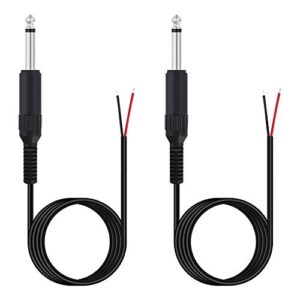 Fancasee 2 Pack 6 ft Replacement 6.35mm Male Plug to Bare Wire Open End TS 2 Pole Mono 1/4" 6.35mm Plug Jack Connector Audio Cable for Microphone Speaker Cable Repair