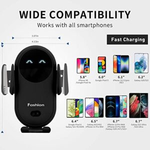 Wireless Car Charger, Phone Mount for Car Wireless Charger Smart Sensor Air Vent, Automatic Clamping Phone Holder Compatible with iPhone 13/12/11//XS/XR/8, Samsung S22/S21/S20/Note 20, etc(Black)