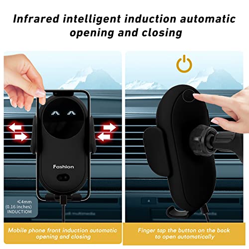 Wireless Car Charger, Phone Mount for Car Wireless Charger Smart Sensor Air Vent, Automatic Clamping Phone Holder Compatible with iPhone 13/12/11//XS/XR/8, Samsung S22/S21/S20/Note 20, etc(Black)