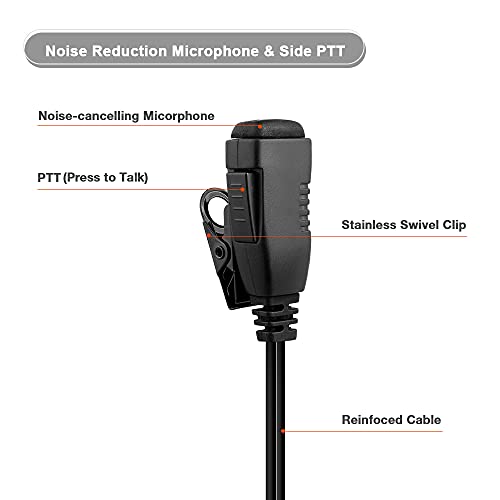 R SPIDER WIRELESS Two Way Radio Earpiece with PTT Compatible with Kenwood 2.5mm+3.5mm 2-Pin Walkie Talkie Headsets Single Wire Mic Headphone