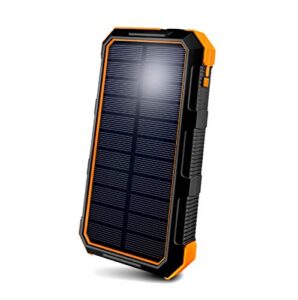 toughtested bigfoot portable solar charger – with 4-mode led flashlight- ip67 all weather, high efficiency solar panel charger for iphone & android smartphones & tablets, drones, cameras, (24000mah)