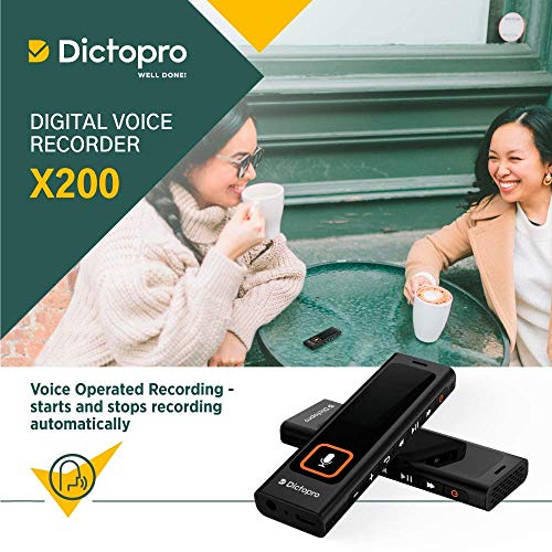 Dictopro Digital Voice Activated Recorder w/Password Protection-HQ Recording from 60ft,Record Lectures&Meetings, Sensitive Microphone, Automatic Noise Reduction, 582H Playback, Small & Portable,USB,8G