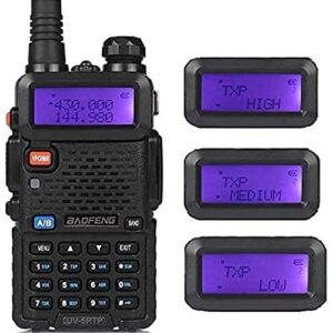 BAOFENG UV-5RTP 8/4/1W Two-Way Radio, High Power Dual Band Long Range for Adults, Tri-Power Handheld Ham Radio with Speaker Mic, Programming Cable (2 Pack)