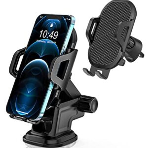 Car Phone Mount Holder for Samsung Galaxy S21 S20 S22 S23 Plus Ultra FE 5G,A21 A52 A12 A50 A20 A10E A31 A11 A02S A6,Google Pixel 4A 5G/5 4 XL 3A and All Cell Phone,Windshield/Dashboard/Window+Air Vent