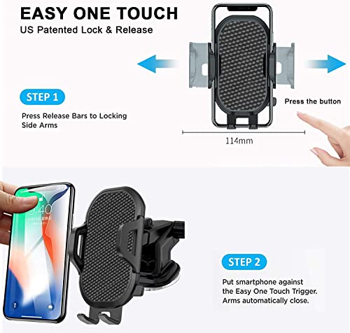 Car Phone Mount Holder for Samsung Galaxy S21 S20 S22 S23 Plus Ultra FE 5G,A21 A52 A12 A50 A20 A10E A31 A11 A02S A6,Google Pixel 4A 5G/5 4 XL 3A and All Cell Phone,Windshield/Dashboard/Window+Air Vent