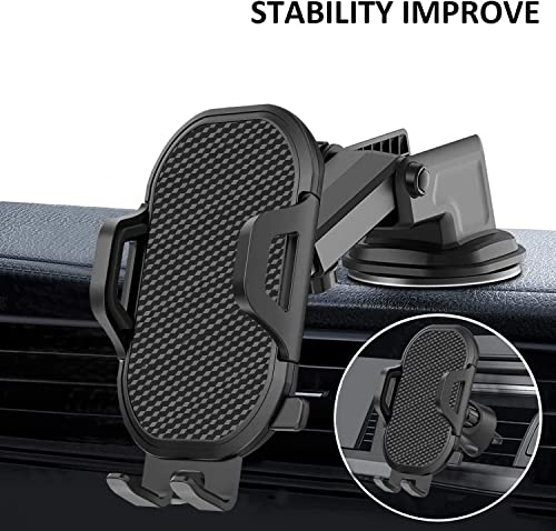 Car Phone Mount Holder for Samsung Galaxy S21 S20 S22 S23 Plus Ultra FE 5G,A21 A52 A12 A50 A20 A10E A31 A11 A02S A6,Google Pixel 4A 5G/5 4 XL 3A and All Cell Phone,Windshield/Dashboard/Window+Air Vent