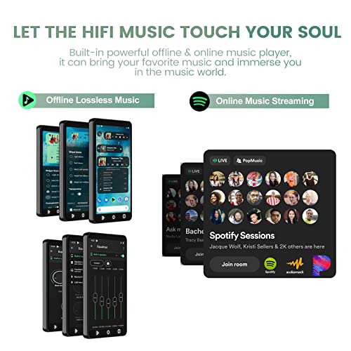 80GB MP3 Player with Bluetooth and WiFi,4"1080P Full Touch Screen MP4 Player with Spotify,Portable HIFI Sound MP3 Player with Speaker,Android8.1 Streaming Music Player Support Online Music&Google Play