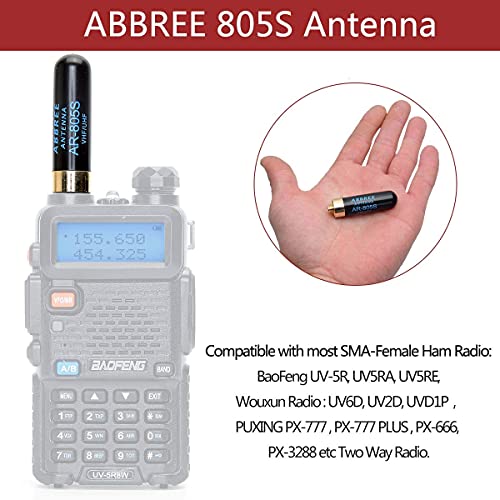 Mini Short Walkie Talkie Antenna AR-805S SMA- Female Dual Band High Gain Long Range Antenna for Baofeng BF-888S, UV-5R,UV-82, BF-F8HP, BF-H6,UV-9R Plus,UV-S9 Plus Series 2 Way Radio