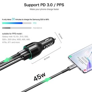 120W USB C Car Charger, CHIPOFY PD 100W PPS 45W QC30W Super Fast Charging Laptop LED Cigarette Lighter for MacBook iPad iPhone 14 13 12 Pro Max Samsung S22 S21 Ultra Note 20 and More