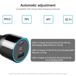 120W USB C Car Charger, CHIPOFY PD 100W PPS 45W QC30W Super Fast Charging Laptop LED Cigarette Lighter for MacBook iPad iPhone 14 13 12 Pro Max Samsung S22 S21 Ultra Note 20 and More