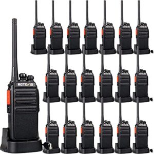 retevis h-777s walkie talkies 2 way radios,two way radio rechargeable long range,vox hands free usb charger dock sturdy,workers business company school hotel retail(20 pack)