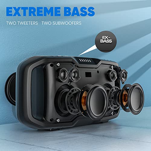 FORTECLEAR Bluetooth Speaker with Rich BASS,Portable Waterproof 50W Loud Outdoor Multi Sync Pairing Speaker Bluetooth with Subwoofer,30H Playtime,Wireless Speaker for Camping,Beach,Tech Gifts for Men