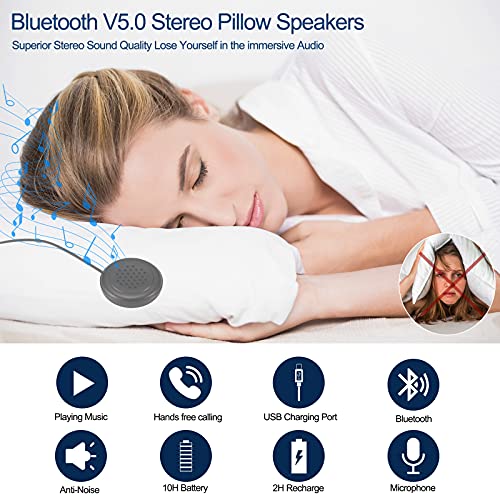 ASIILOVI Bluetooth Speakers Module, Bluetooth Pillow Speaker with Mic, DIY Bluetooth Headset, Bluetooth V5.0 Replacement Module for Sleep Headphones, Bluetooth Beanie, Bluetooth Headband