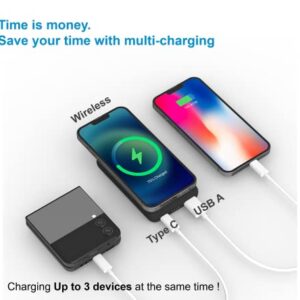 iLakia Magnetic Wireless Power Bank, 10000mAh Portable Charger, Magnetic Battery Pack for iPhone 14 & 13 & 12 Pro/Pro Max/Mini, Android/Samsung, Multi & Fast Charging with USB PD, USB Type-C