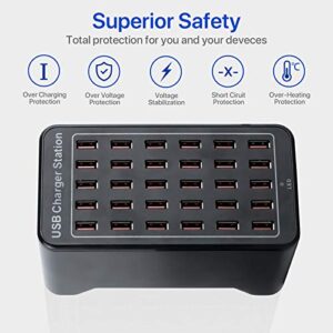 30-Port Charger, USB Charger Station, USB Fast Charger, Smart Charging Recognition, Suitable for Travel, Family Gatherings, Schools, Shopping malls, Hotels, Shops