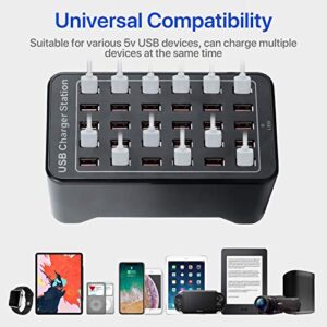 30-Port Charger, USB Charger Station, USB Fast Charger, Smart Charging Recognition, Suitable for Travel, Family Gatherings, Schools, Shopping malls, Hotels, Shops