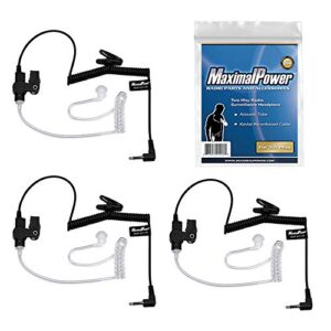 maximalpower rhf 617-1n 3.5mm receiver/listen only surveillance headset earpiece with clear acoustic coil tube earbud audio kit for two-way radios, transceivers and radio speaker mics jacks (3 pack)