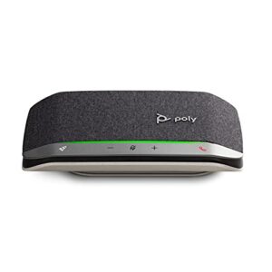 poly sync 20 usb-a smart speakerphone (plantronics) – personal portable speakerphone – noise & echo reduction – connect to cell phone via bluetooth and pc/mac via usb-a cable – works w/teams, zoom