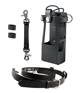 boston leather bundle three items- anti-sway strap for radio strap, firefighter’s radio strap/belt, firefighter’s radio holder (for motorola apx 6000xe/8000) (black)