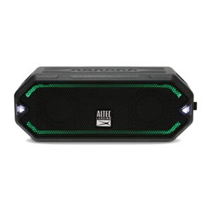 altec lansing hydrajolt wireless bluetooth speaker, waterproof portable speakers with built in phone charger and lights, everything proof outdoor, shockproof, snowproof, 16 hours playtime (black)
