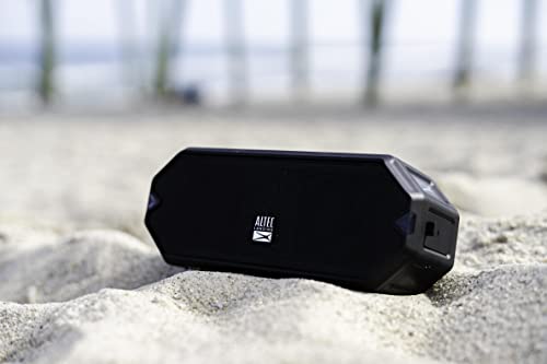 Altec Lansing HydraJolt Wireless Bluetooth Speaker, Waterproof Portable Speakers with Built in Phone Charger and Lights, Everything Proof Outdoor, Shockproof, Snowproof, 16 Hours Playtime (Black)
