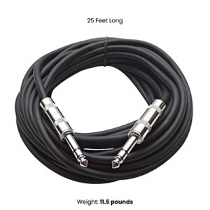 Seismic Audio Speakers TRS ¼” Patch Cable, 25 Foot Balanced Cord, Black