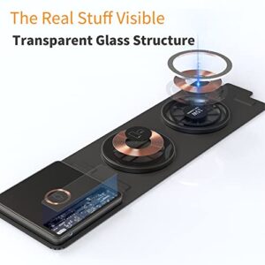 Transparent Foldable Wireless Charger Station 3 in 1, Magnetic Dual Wireless Charging Pad for Multiple Devices, iPhone, AirPods, Apple Watch