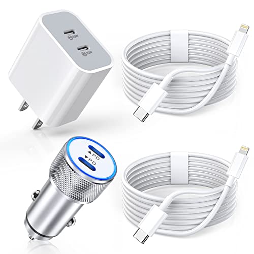 iPhone Car Charger, Dual USB C Fast Car Charger[Apple MFi Certified]40W Type C Apple Car Charger with 2pack USBC-Lightning Cable + 40W iPhone Charger Fast Charging for iPhone 14/13 Pro Max/12/11/iPad