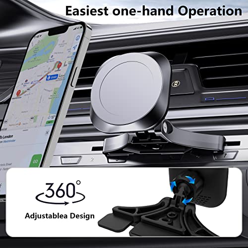 CD Slot Magnetic Wireless Car Charger Mount for iPhone 12/13/14 Pro/Pro Max Series,with QC3.0 Adapter, 15W/10W/7.5W for Magsafe Wireless Fast Car Charger Mount with Air Vent Clamp & CD Slot