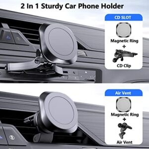 CD Slot Magnetic Wireless Car Charger Mount for iPhone 12/13/14 Pro/Pro Max Series,with QC3.0 Adapter, 15W/10W/7.5W for Magsafe Wireless Fast Car Charger Mount with Air Vent Clamp & CD Slot
