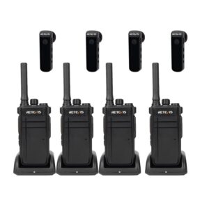 retevis rb37 new version,bluetooth walkie talkies,2 way radio with earpiece,vox,2000mah,usb-c,wireless walkie talkie for manufacture (4 pack)