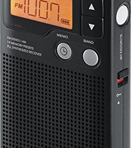 Sangean DT-200X FM-Stereo/AM Digital Tuning Pocket Radio Black