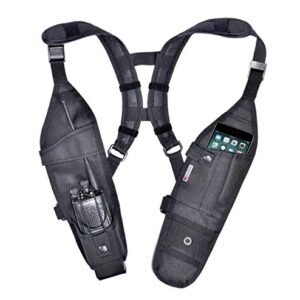 USH-300D Double Radio Shoulder Holster Chest Harness with an Adjustable Radio Pouch fits All Medium to Large Motorola ICOM Vertex Two Way Radios. Made in The USA by HOLSTERGUY