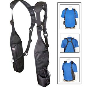 USH-300D Double Radio Shoulder Holster Chest Harness with an Adjustable Radio Pouch fits All Medium to Large Motorola ICOM Vertex Two Way Radios. Made in The USA by HOLSTERGUY