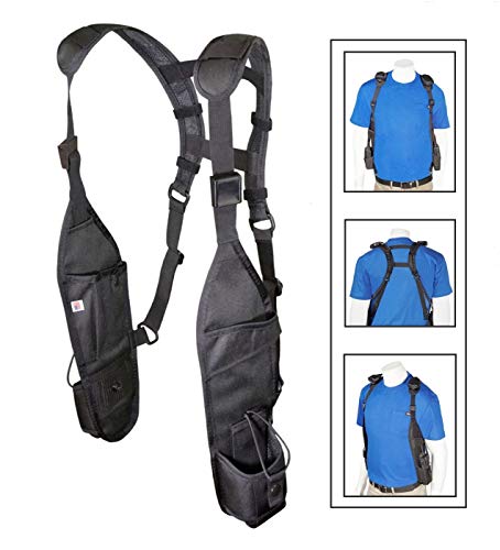 USH-300D Double Radio Shoulder Holster Chest Harness with an Adjustable Radio Pouch fits All Medium to Large Motorola ICOM Vertex Two Way Radios. Made in The USA by HOLSTERGUY