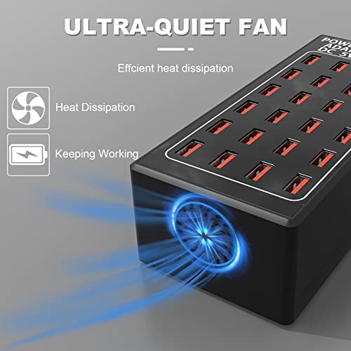 RUANSZZ USB Charging Station Multiport 100W 24-Port USB Desktop Charging Station USB Charger 24-Ports Element Hub Compatible with iPhone iPad Android All Other USB Enabled Devices