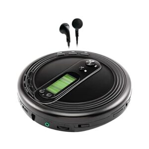 coby portable cd player with skip protection- lightweight and shockproof music disc player with fm radio and pro-quality earbuds | perfect for home car and travel,black